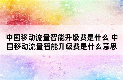 中国移动流量智能升级费是什么 中国移动流量智能升级费是什么意思